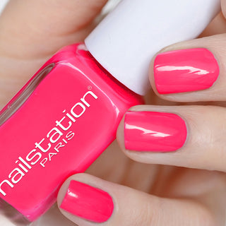 not over neon, neon pink nail polish - Long-lasting, glossy, professional-quality brush
