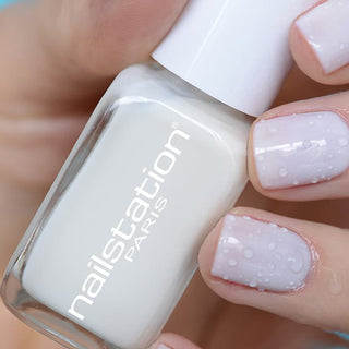 something blue  | French milky white nail polish